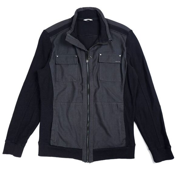 CALVIN KLEIN Cargo Utility Zip Military Field Jacket Men Medium Black Gorpcore - Picture 1 of 7